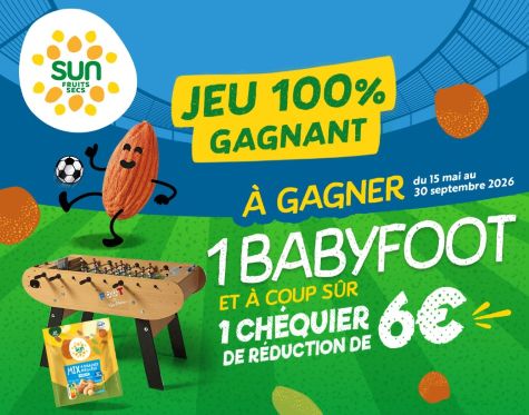 Grand-jeu-sun-fruits-secs.fr 2026 Gagnez un baby-foot Ren� Pierre Grand Jeu Sun Fruits Secs