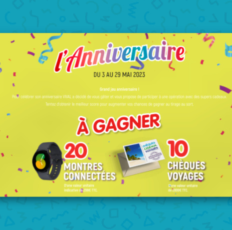 Grand jeu Vival anniversaire  code Jeux.vival.fr