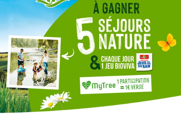 Jeu Lactel Bio 2026&nbsp;: gagnez 5 s�jours nature et 91 jeux Bioviva sur Lactel.fr