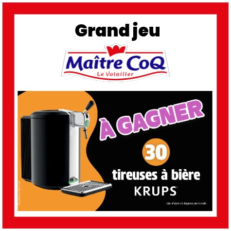 MaitreCoq.fr jeu 2026&nbsp;: 30 tireuses � bi�re KRUPS � gagner