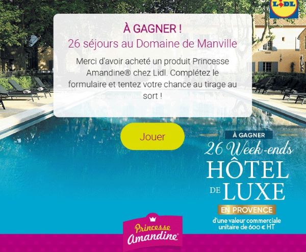 Jeu Princesse Amandine.fr 2026&nbsp;: gagnez 26 week-ends en h�tel de luxe en Provence&nbsp;!