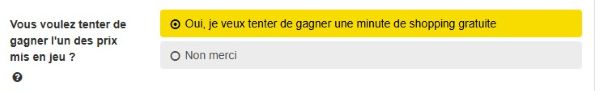 formulaire Zeeman Avis pour Indiquer que vous souhaitez participer au jeu gagner 1 minute de shopping gratuit en magasin